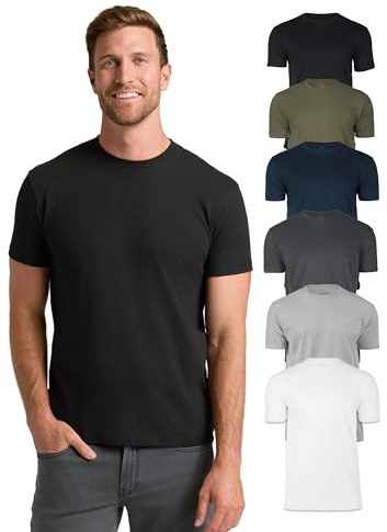 True Classic Mens T-Shirts – Short Sleeve Crew Neck T Shirts for Man, Cotton Blend Plain Novelty Men's T-Shirts, Pack of 6, Variety, XL