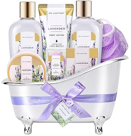Spa Luxetique Spa Gift Sets, Mothers Day Gifts for Her, 8pcs Lavender Bath Sets with Body Butter, Bubble Bath, Bath Bomb, Bath Sets for Women Gift, Christmas Gifts, Birthday Gifts for Women