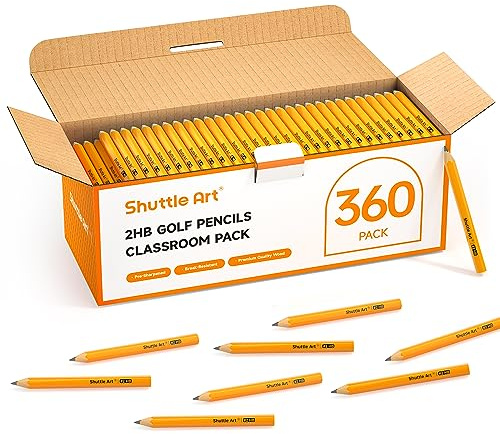 Shuttle Art Matite da Golf Corte, Set di 360 Matite HB Mini in Legno, 8,8 cm Pretagliate, Confezione all'ingrosso per bambini, Scuola, Disegno, Scrittura, Forniture scolastiche, Rientro delle Classi