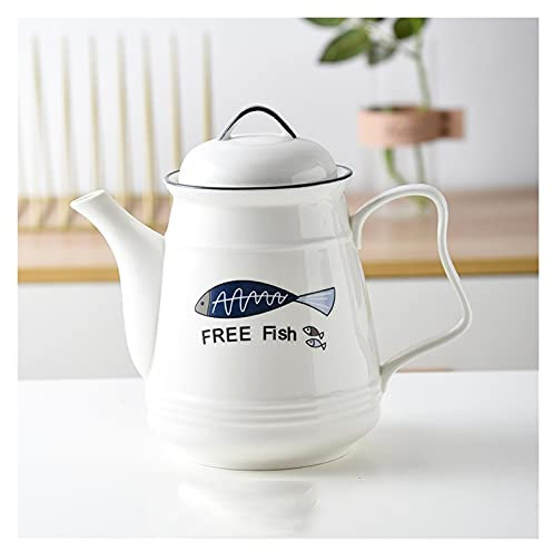 Carafe Eau Bouilloire froide en céramique avec poignée de grande capacité Théière à filtre Pichet résistant à la température haute température avec couvercle (60,6 oz) Pichet à Thé Glacé ( Color : D )