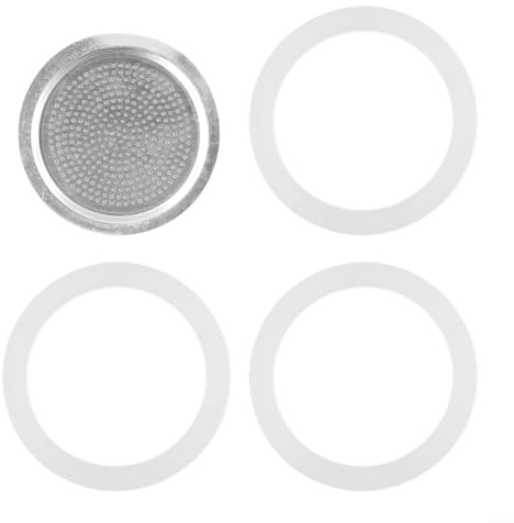 3 joints en silicone et 1 filtre en aluminium pour casserole à expresso moka (6 tasses)