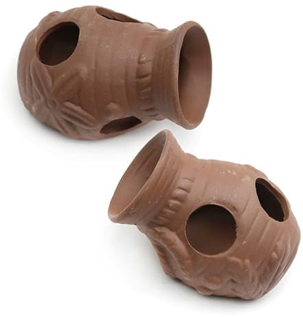 DUZFOREI 2 accessori in ceramica per acquario, casetta per pesci, nascondiglio per acquario, fori per il nuoto, grotta per acquario, decorazione in ceramica per acquari d'acqua dolce e salata (vaso)
