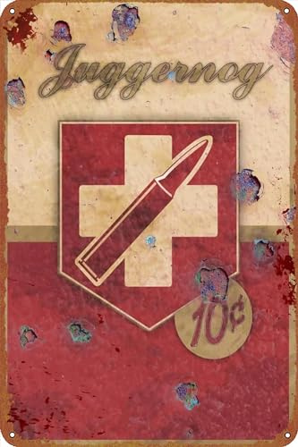 Juggernog Perk Water Bottle Soda Poster, Retro-Metallschild, Vintage-Blechschild für Café, Bar, Zuhause, Wanddekoration, 30,5 x 20,3 cm