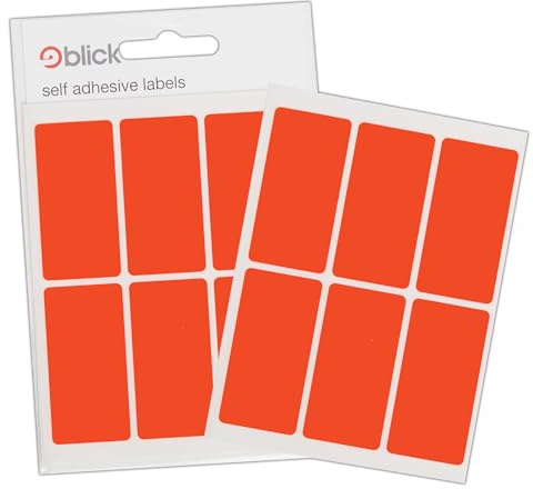 Blick Etiketten, Rot, selbstklebende Aufkleber, rechteckig, 25 mm x 50 mm, 42 Etiketten, für Zuhause, Büro, Familie, Schule, Urlaubskalender, Planer, Belohnungstabelle, Farbkodierung
