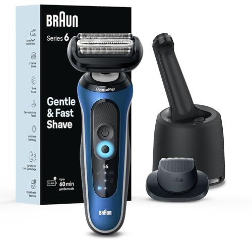 Braun Afeitadora eléctrica para hombre, serie 6 6172 cc, afeitado húmedo y seco, kit de afeitado con centro SmartCare y recortadora de precisión