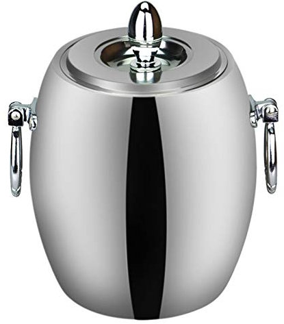Pimex ice bucket, Oval Ice Bucket Wine Coolers Stainless Steel Double Wall Champagne Beer Whisky Bucket Keg Bar Accessories Home Bars