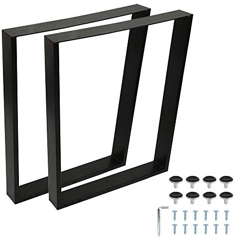Belfoyer 2 Stück Tischbein Metall Möbelfüße für Sitzbank, Stahl Tischkufen, Industrial Style Tischbeine, Tischgestell, Schwarz