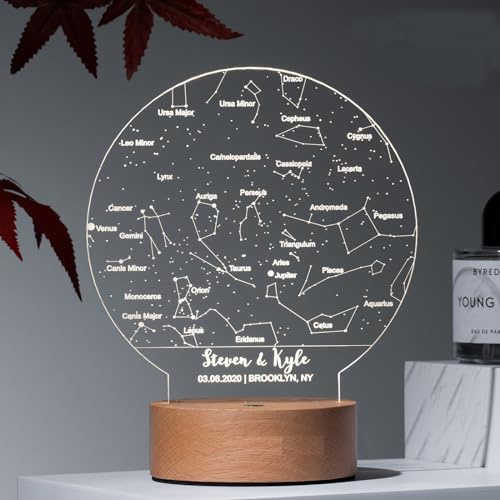 XEL Luce Notturna Personalizzata,Mappa Stellare Personalizzata con Luce,Mappa Personalizzata Primo Incontro,Dove Tutto Ebbe Inizio,Mappa Costellazioni Lampada Personalizzata,Regalo Coppia (3colore)