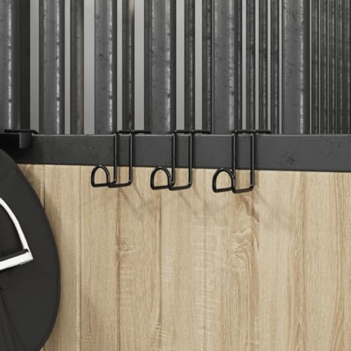 vidaXL Trensenhalter 3 STK., Zaumhaken mit Stauraum, Trensenaufhänger für Scheune Sattelkammer Stall, Trensenhaken, Schwarz Pulverbeschichteter Stahl