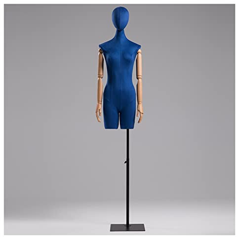Schaufensterpuppenkörper, weiblicher Torso, Schneiderpuppe mit verstellbarem schwarzen Ständer, Schneiderpuppenmodell für den Einzelhandel mit Kleidung, mit Kopf und Hand aus BUC