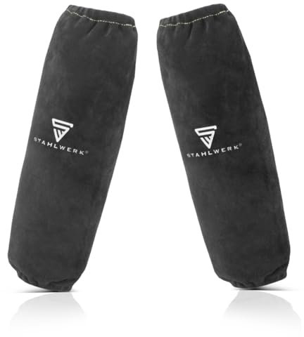 STAHLWERK Schweißerärmel | Schweißerstulpen | Schweißerschutzärmel | Schweißerarmschutz | Schweißerschutzkleidung mit elastischem Bund aus hochwertigem Spaltleder zum Schweißen und Plasmaschneiden