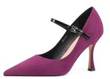 QUEEN HELENA Décolleté Eleganti con Cinturino Scarpe a Punta Donna K3404 (Bordeaux Camoscio, Sistema Taglie Calzature EU, Adulto, Donna, Numero, Media, 36)
