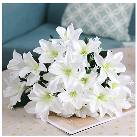 Künstliche Blumen zur Dekoration, künstlicher Lilienstrauß, künstliche Blumen, Hochzeitsstrauß, künstliche Blumen für Zuhause, Party, Garten, Geschäft, Hotel, Büro, Dekoration, künstliche Blumen,