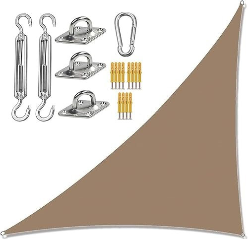 Waterproof Triangle Sun Sail Shade Canopy with Fixing Kit UV Block Garden Shade Sails for Picnic Camping Brown 3m x 4m x 5m