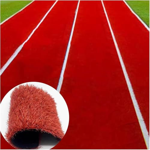 WaiDXn Landscape Synthetic Grass Mat, Gym Play Ground Artificial Grass Turf, with Drainage Holes Turf Roll for Pool Area Backyard (Color : Rosso, Size : 39.3 x 197(in))
