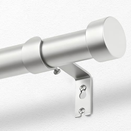 KAMANINA Gardinenstange Silber 80 to 365 cm Lang, 25 mm Durchmesser Vorhangstange Ausziehbar mit Einfachen Endkappen für Fenster, Schlafzimmer, Wohnzimmer