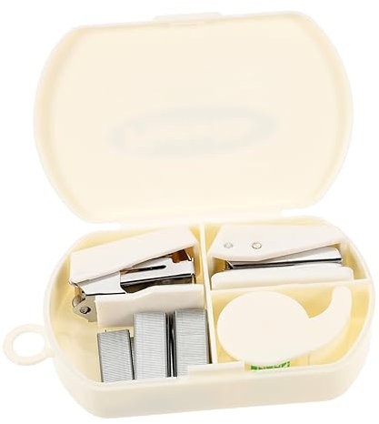 GRIRIW Multifunktionaler Kleiner Klebebandspender Und Hand Hefter Satz Kompaktes Weißes Büro Und Scrapbooking Werkzeug Tragbar Für Kunst Schule Und Büro