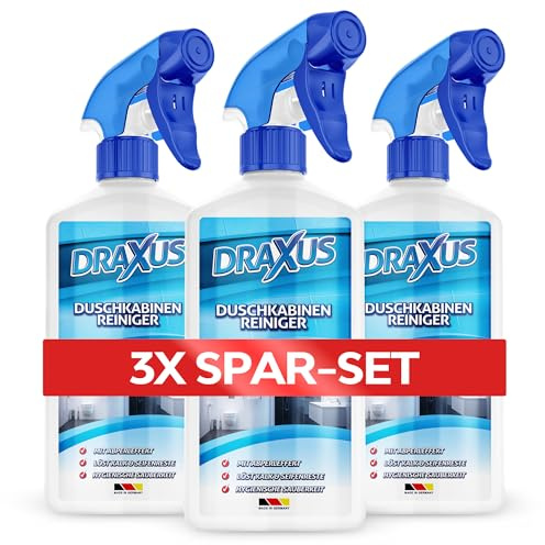 DRAXUS Profi Duschkabinenreiniger mit Abperleffekt I Kalkentferner Dusche stark gegen Kalk- und Seifenreste I Eignet sich perfekt als Badreiniger (3x Spar-Set)