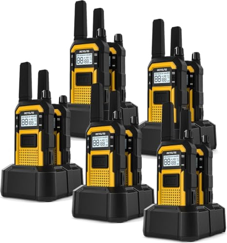 Retevis RB648 Heavy Duty Walkie Talkies for Adults IP67 Waterproof Dropproof Dustproof 2000mAh Battery Rugged Two Way Radios for Jobsites, Industries (10Pack, Yellow) | IP67 Waterproof Dropproof Dustproof 2000mAh Battery Rugged Two Way Radios for Job Sites, Industries (10Pcs, Yellow)