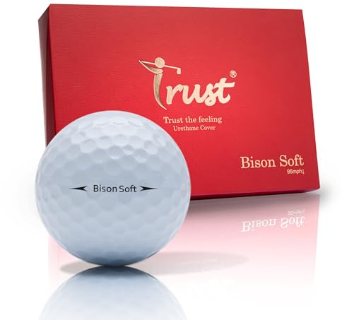 Trust Golf Balles de Golf Bison Soft – 3 pièces avec Coque en uréthane et Noyau réactif, pour des frappes Longues, Droites et Un arrêt précis, Alliant Distance et contrôle – Boîte de 12 balles