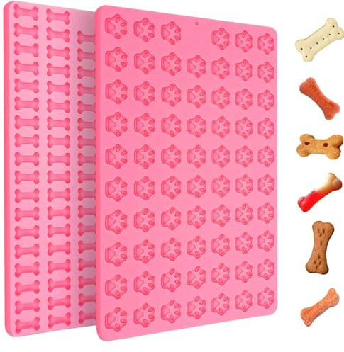 YUNYU Silikon-Hunde-Leckerli-Formen-Set – 10 & 18 Mulden, wiederverwendbar, antihaftbeschichtet, Pfoten- und Knochenform für Schokolade, Gelee, Eiswürfel, DIY-Leckerlis, Backen (BPA-frei, inklusive