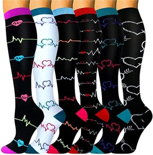 YXADGML Kompressionsstrümpfe Kompressionsstrümpfe for Leggings, Laufsport, Fußball, Unisex, Erwachsene, Socken, Edition Network, Rot, Druck, Krankenschwester, Herrensocken(MIX006-170,L-XL)