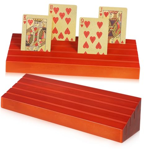 KONTONTY 2 Stück Holz Spielkartenhalter Stabiler Kartenständer für Einfache Sichtbarkeit Geeignet für Altersgruppen aus Robustem Holz Gefertigt für Brettspiele und Kartenspiele