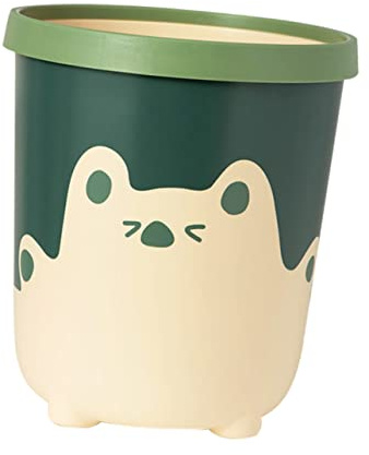 Ciieeo Kreativer Cartoon Plastikmülleimer aus Kunststoff, Offen, Grün | Haushaltsbehälter für Badezimmer und Schränke, 1 Stück, Schlichtes Design, Praktische Nutzung