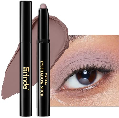 Erinde Matte Lidschattenstift, Matt Eyeshadow Stick Wasserfest & Langanhaltend, Creme Shimmer Crayon Eyeliner, Metallic Shimmer Augen Makeup Pen #12 Light Taupe