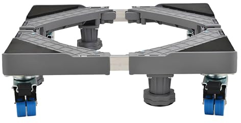 Waschmaschine Sockel Untergestell mit 4 Füßen+4 Räder für Waschwaschine Kühlschrank und Trockner Verstellbare Waschmaschinensockel Rutschfester Stoßdämpfungsfunktion Tragfähig150kg (42-60cm)