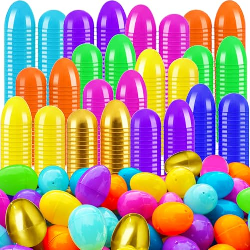 Bvrbaory 100 Pcs 2.4 Fillable Easter Eggs,Bulk Plastic Hinged Empty Eggs,Bright Colorful Easter Egg,Assorted Colors for Easter Egg Hunt,Basket Stuffers,Party Favors,Treasure Box,Classroom Prizes