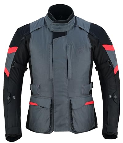RAXUS FORCE CHAQUETA DE MOTO HOMBRE INVIERNO IMPERMEABLE Homologada CE (FR/ES, Letras, XXL, Regular, Regular, GRIS)