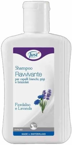 Just Shampoo Ravvivante per Capelli Bianchi, Grigi e Brizzolati, con Fiordaliso e Lavanda, 250 ml