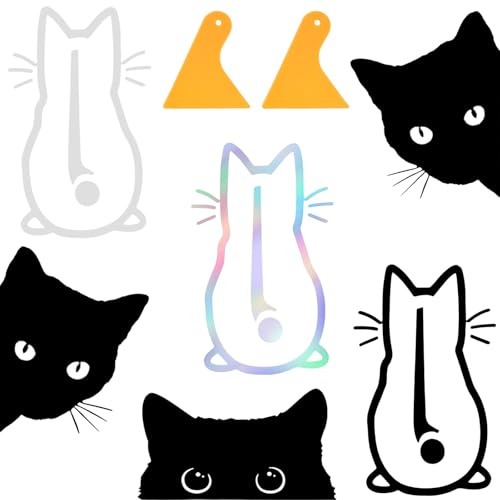 Dtenlur 6 PCS Autocollants d'Essuie-Glace de Chat, Autocollant d'Essuie-Glace Arrière, Fenêtre Arrière de Voiture pour Vitre Arrière, Déco, Ordinateur
