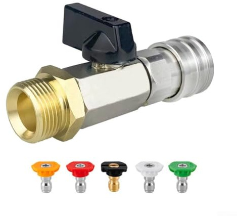 Válvula de bola de lavadora de alta presión con conector rápido e interruptor de encendido y apagado - 4500 PSI