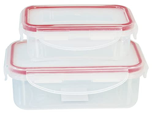 Amig - Contenitori Ermetici per Alimenti | Guarnizioni in Silicone Anti-Apertura | Microonde e Lavastoviglie | Ideali per Escursioni e Viaggi, Trasparente, 0,24-0,5L, Polipropilene