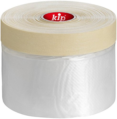 Kip Drop Cloths Pre-Taped Painters Masking Film 300mm x 33m, Masker Masking Tape with Plastic Sheet, Drape for Spraying, Covering, Suitable for Decorating, Automotive, Windows Dust & Paint Protection