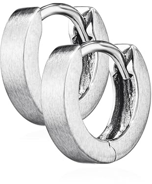 NKlaus silver par 925 sterlingsilver fällbar creolen matt 10 x 2,7 mm anlöpningsskydd 4784