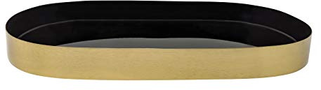 LaLe Living Deko-Tablett - Glam - aus Eisen in Gold, 30 x 15 cm als Serviertablett oder zur Dekoration von Vasen oder Kerzen geeignet (Schwarz/Gold)