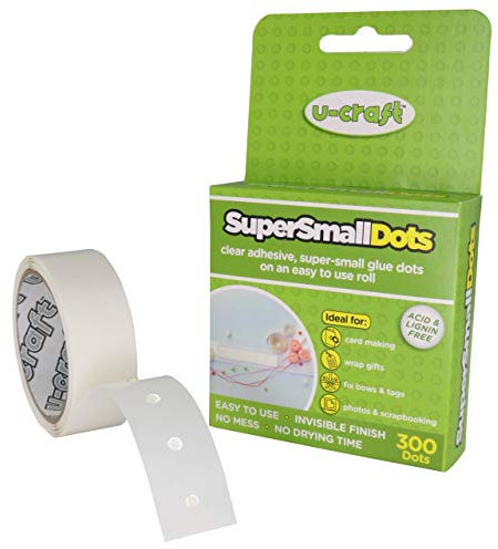 Mini Klebepunkte | Doppelseitig permanent klebend | Für detaillierte Bastelarbeiten | Extra klein | 3 mm Durchmesser / 300 Stück auf Rolle