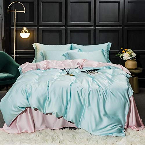 Parure de lit 4 pièces ,Sondeson luxe 100% soie beauté ensemble de literie 25 Momme housse de couette en soie ensemble drap plat linge de lit taie d'oreiller pour la maison ensemble de lit 4 pièces-0