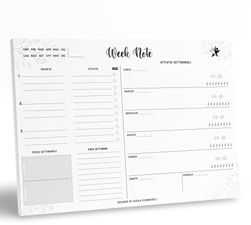 Planner Settimanale Scrivania Week Note programmare e gestire i tuoi impegni, Agenda Appuntamenti - A3 (29,7 cm X 42 cm) con 52 Fogli a strappo