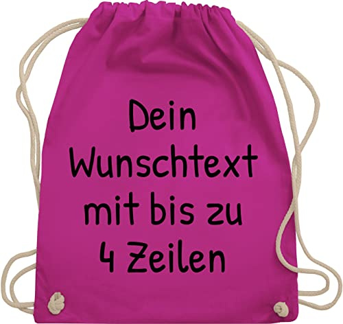 Turnbeutel Rucksack - Aufdruck selbst gestalten - Wunschdruck Text Namen I Eigener Custom Text - Unisize - Fuchsia - personalisierter beutel kinder stoffbeutel name wunschtext trinkgeld