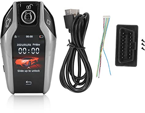 KIMISS Push Start Ignition Kit, Universal TK800 und LCD-Touchscreen Smart Key Remote Keyless Entry für Alle Modelle mit Start-Stopp-Motortaste(Grau)