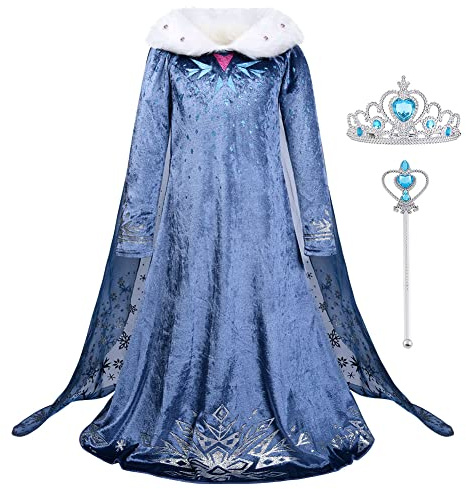 URAQT Kostym, Deluxe Klänning Set, Princess Kostym Dress Up för tjejer, Shining Cloak Finklänning till jul Karneval Födelsedagsfest Halloween Cosplay