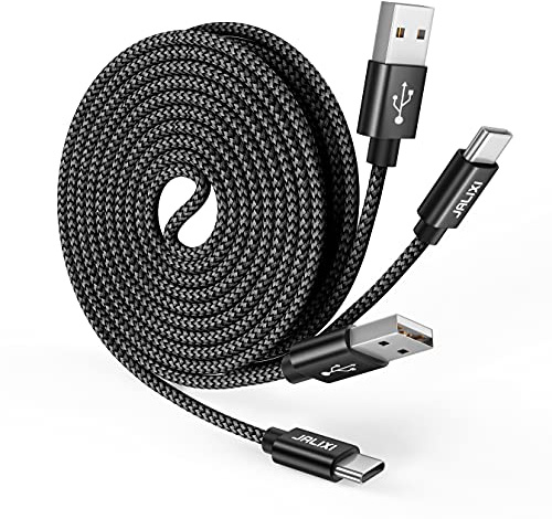 JALIXI Cavo USB Type-C 3 Metri Ricarica Rapida, Cavo USB C Lungo Nylon per iPhone 15 Pro Max, Samsung Galaxy S24 S23 S22 Fe, A55 A54 A35 A34 A25 A23 A15 A14, Controller PS5, Nero