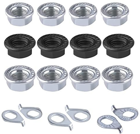 24 Pcs Bicycle Wheel Axle Nut and Safety Washer Kit, High Tensile Steel