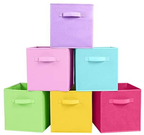 ShellKingdom Foldable Fabric Storage Cubes And Cloth Organizer Drawer For Closet And Toys, 6 Pack (6 Colors)