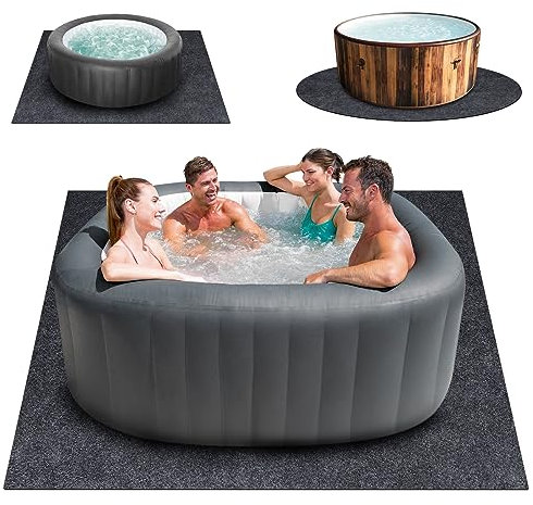 Aoebwpwi 80 * 80 Inch Hot Tub Mat, Extra Large Inflatable Hot Tub Pad Outdoor Indoor, Waterproof Slip-Proof Backing, Absorbent Spa Pool Ground Base Flooring Protector Mat (80 * 80 Mat-Square)
