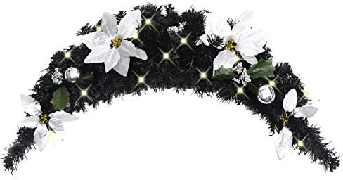 Homgoday Guirnalda de Navidad de arco con luces LED verde, 90 cm, de PVC, decoración navideña, decoración navideña, decoración navideña para exteriores t